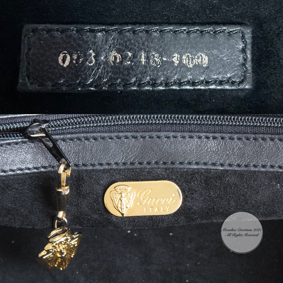 Gucci Duffle Bag Black Crocodile and Kid Leather Large Hobo Vintage 1984 + COA - Picture 13 of 17